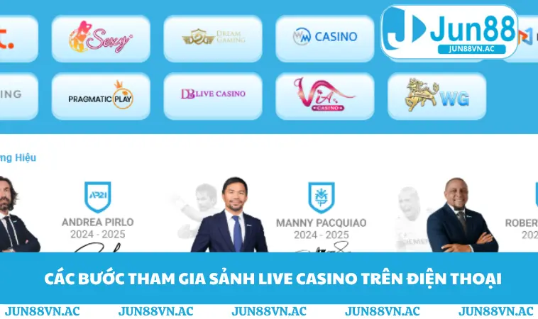 Các bước tham gia sảnh live casino trên điện thoại
