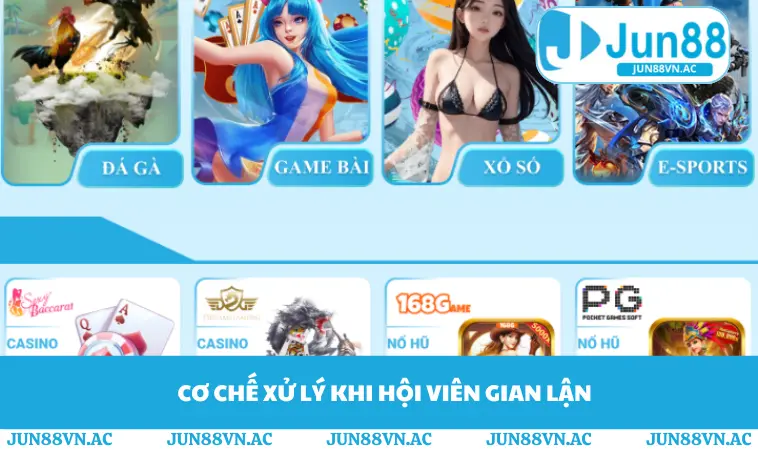 Điều Khoản Sử Dụng JUN88 3 Cơ chế xử lý khi hội viên gian lận