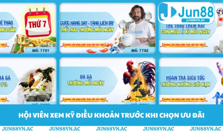 Khuyến Mãi JUN88 3 Hội viên xem kỹ điều khoản trước khi chọn ưu đãi