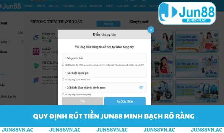 Rút Tiền JUN88 1 Quy định rút tiền JUN88 minh bạch rõ ràng
